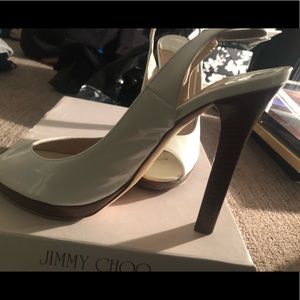 Jimmy Choo peep toe white heels